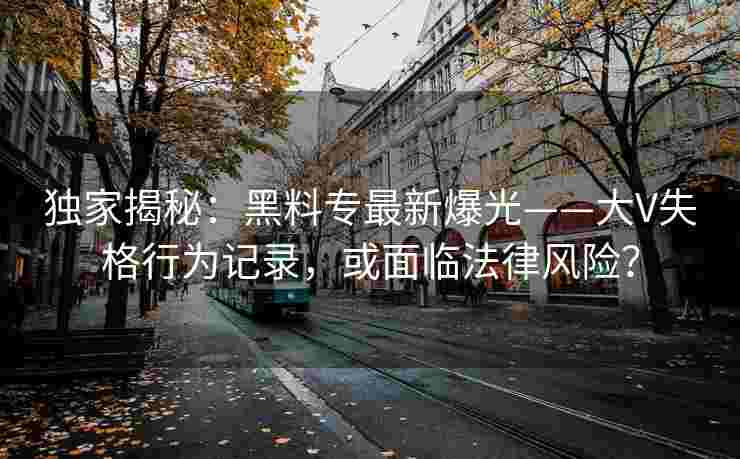 独家揭秘：黑料专最新爆光——大V失格行为记录，或面临法律风险？