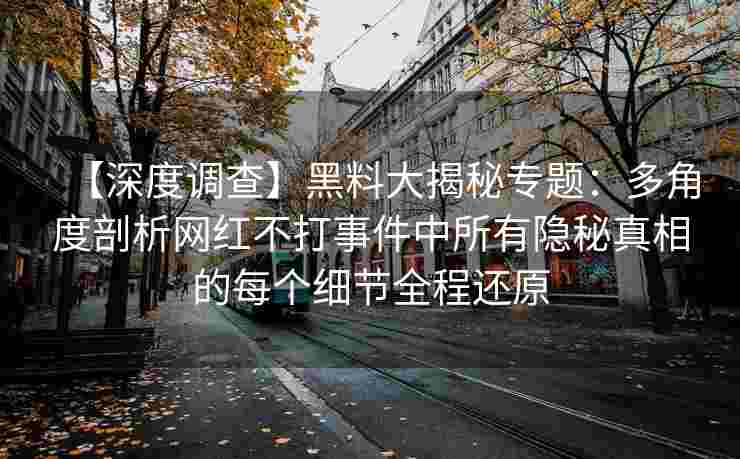 【深度调查】黑料大揭秘专题：多角度剖析网红不打事件中所有隐秘真相的每个细节全程还原