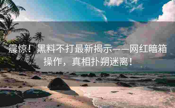 震惊！黑料不打最新揭示——网红暗箱操作，真相扑朔迷离！