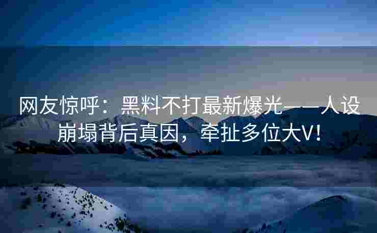 网友惊呼：黑料不打最新爆光——人设崩塌背后真因，牵扯多位大V！