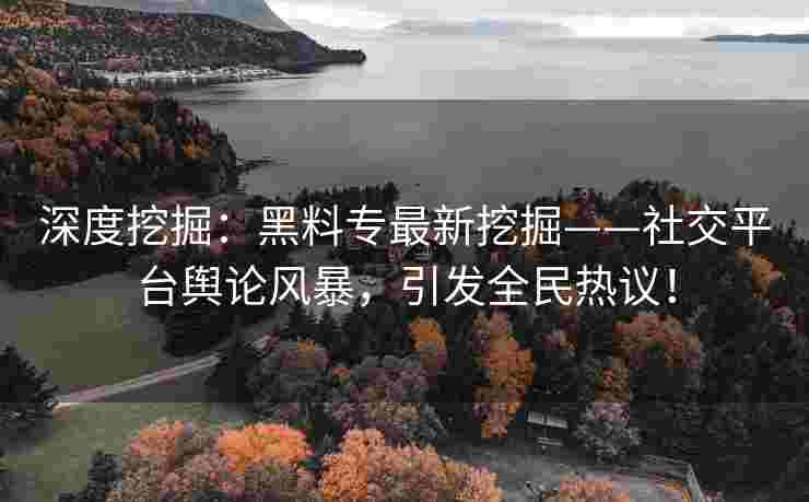 深度挖掘：黑料专最新挖掘——社交平台舆论风暴，引发全民热议！