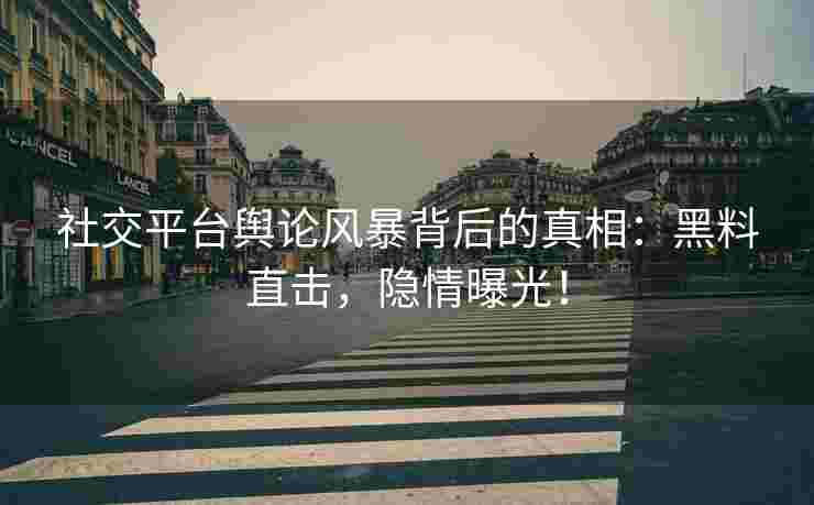社交平台舆论风暴背后的真相：黑料直击，隐情曝光！