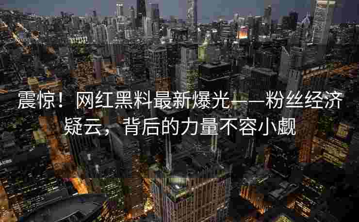 震惊！网红黑料最新爆光——粉丝经济疑云，背后的力量不容小觑