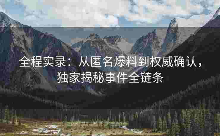 全程实录：从匿名爆料到权威确认，独家揭秘事件全链条